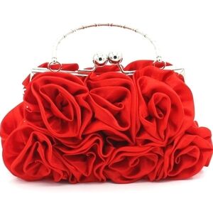 JAMBHALA Clutch Bag Floral Satin Small Purses with Detachable Strap (New)